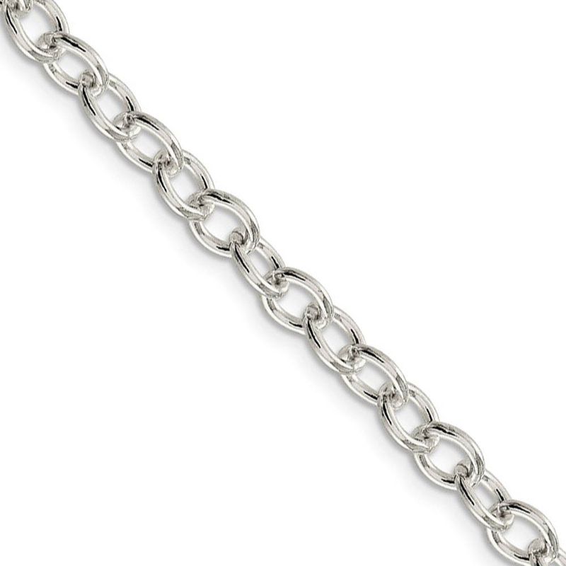 5.75mm, Sterling Silver, Solid Oval Cable Chain Necklace, 18 Inch